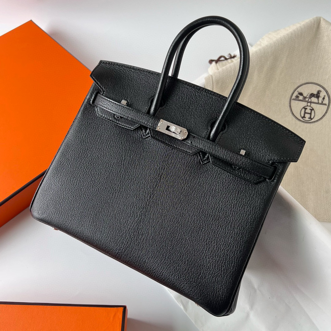 愛馬仕包包臺灣官網 Hermes Birkin 25 Chevre CK89 Noir 黑色 Silver Hardware