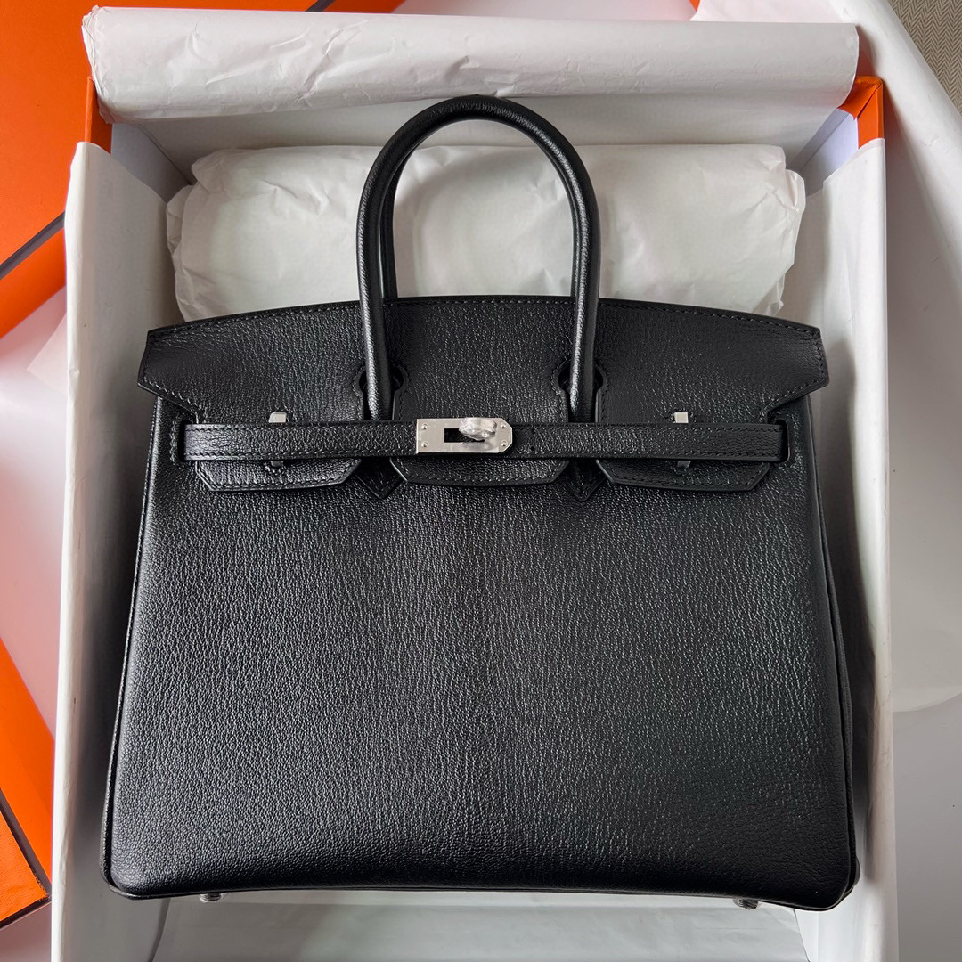 愛馬仕包包臺灣官網 Hermes Birkin 25 Chevre CK89 Noir 黑色 Silver Hardware