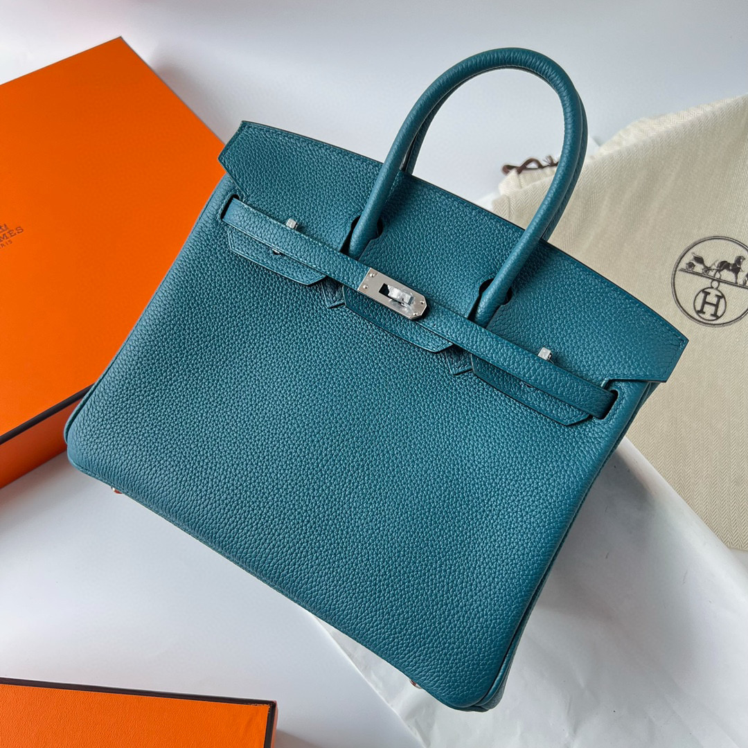 愛馬仕包包臺灣官網 Hermes Birkin 25 Togo W0 Vert Bosphore Silver Hardware