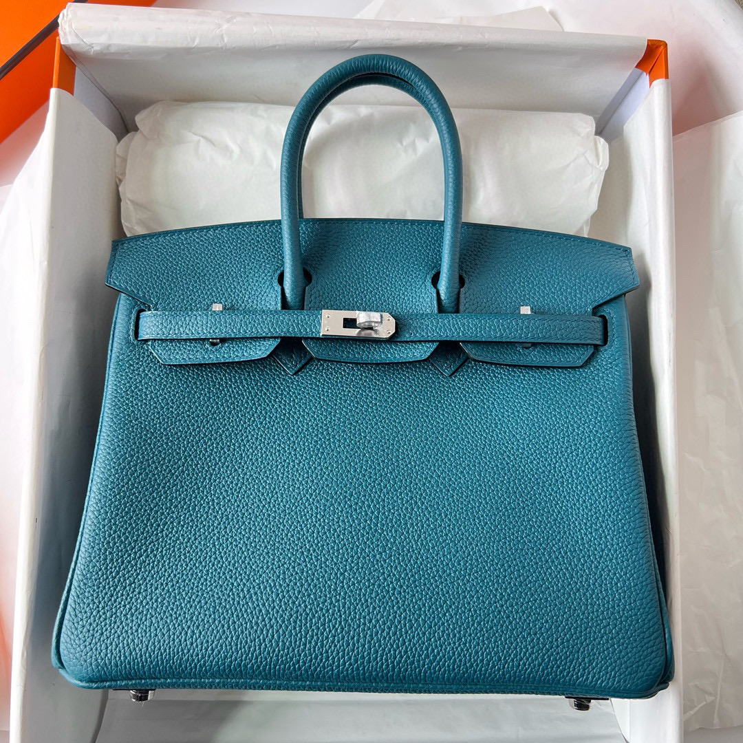 愛馬仕包包臺灣官網 Hermes Birkin 25 Togo W0 Vert Bosphore Silver Hardware