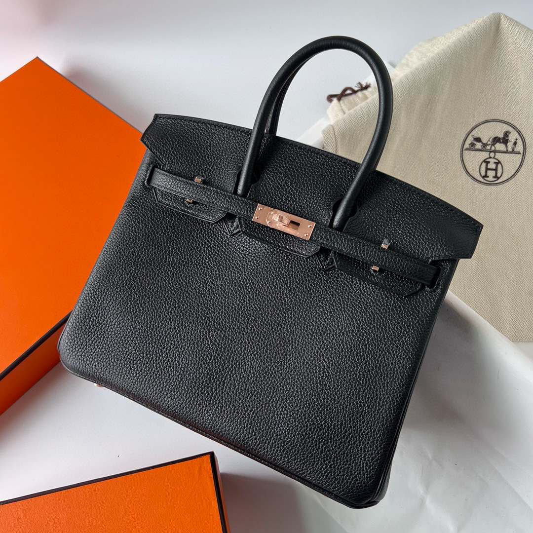 愛馬仕柏金包顏色 Hermes Birkin 25 Togo CD89 Noir Rose Gold Hardware