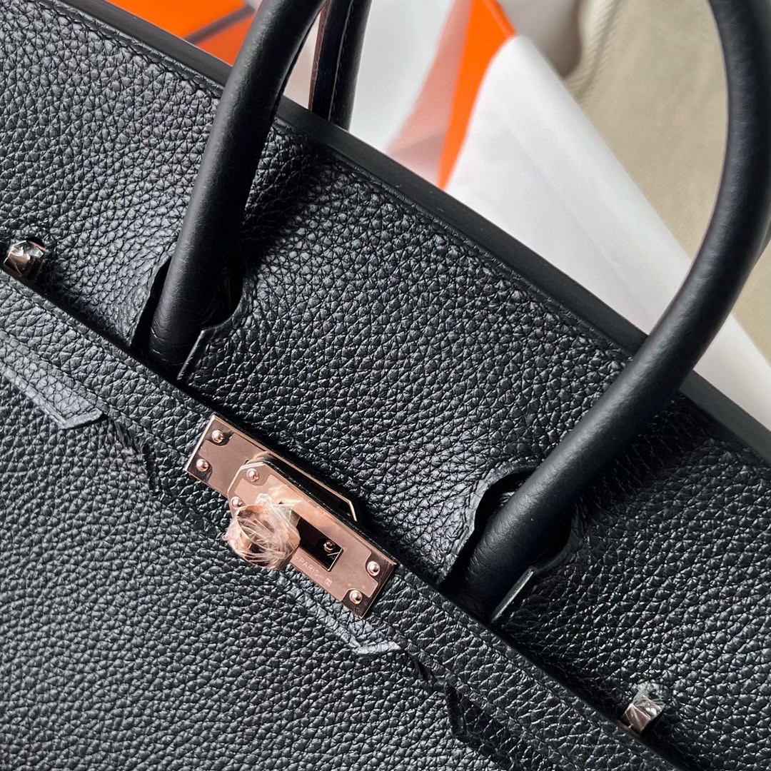 愛馬仕柏金包顏色 Hermes Birkin 25 Togo CD89 Noir Rose Gold Hardware