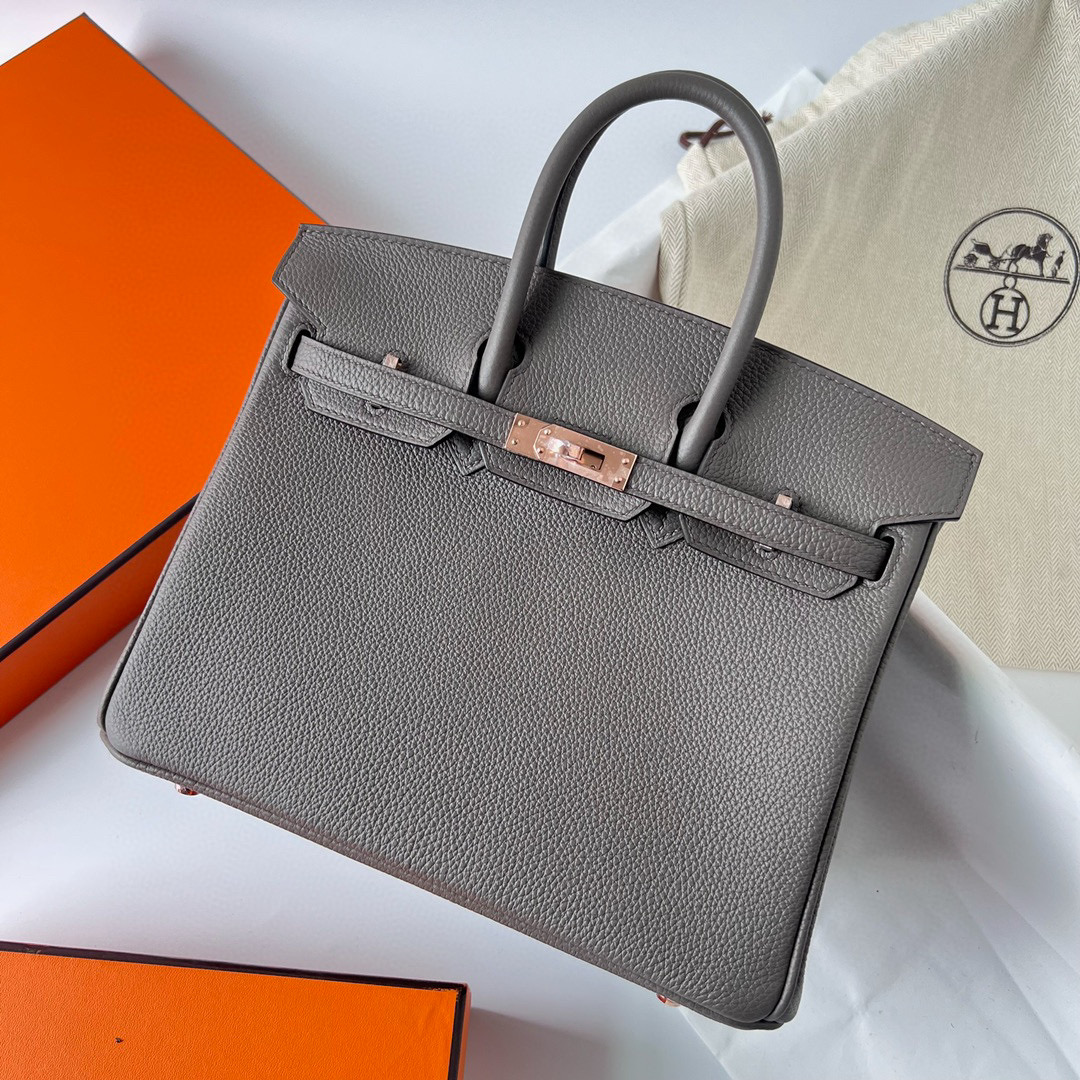 愛馬仕柏金包尺寸 Hermes Birkin 25cm Togo 8F Etain 錫器灰 玫瑰金扣