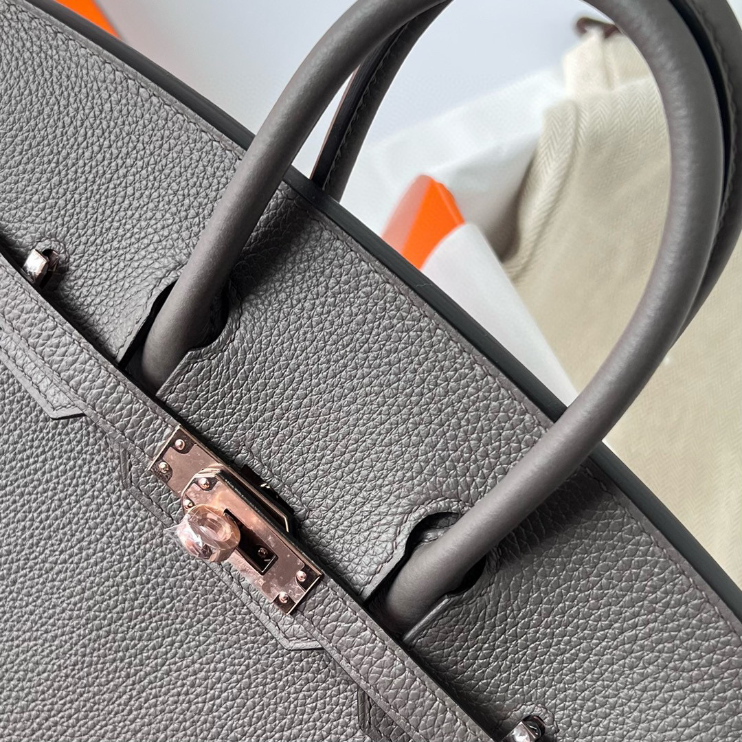 愛馬仕柏金包尺寸 Hermes Birkin 25cm Togo 8F Etain 錫器灰 玫瑰金扣