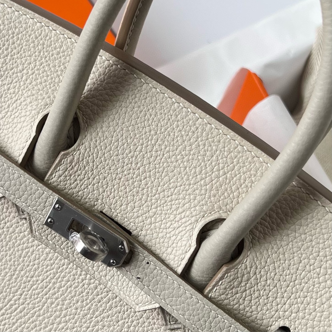 臺灣愛馬仕鉑金包25價錢 Hermes Birkin 25 Togo Craie/Gris Perle Brushed Silver Hardware