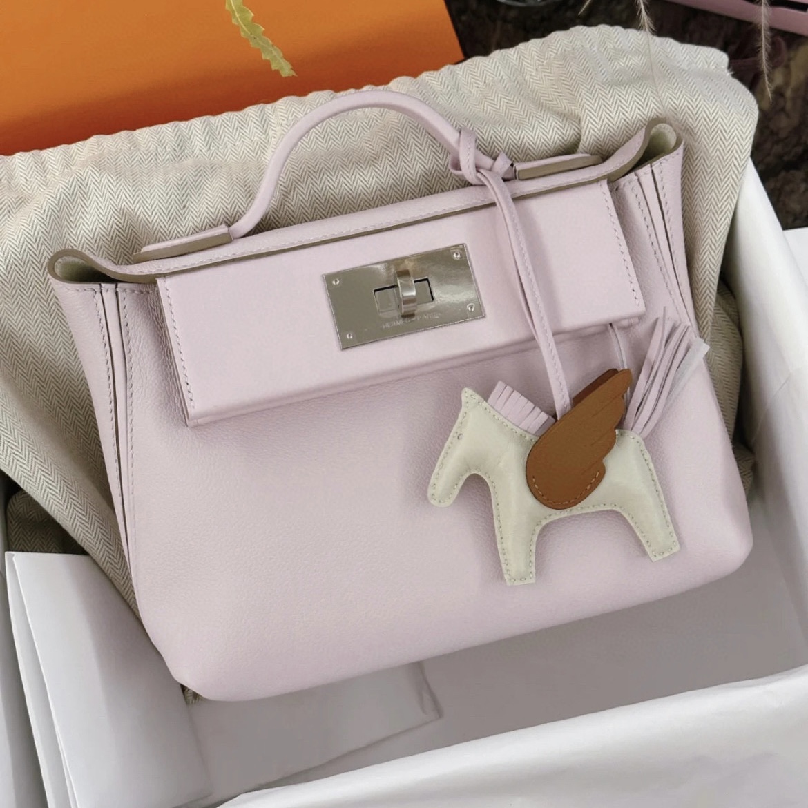 Hermès Mini 24/24 Evercolor/Swift Mauve Pale 夢幻粉紫 2424 mini配貨