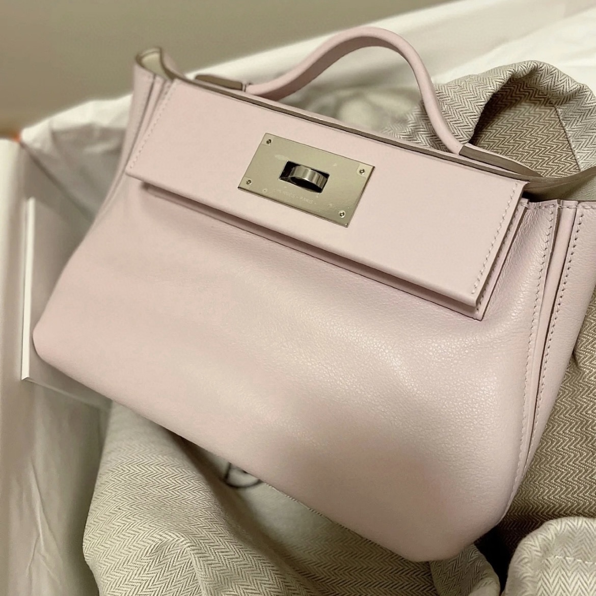 Hermès Mini 24/24 Evercolor/Swift Mauve Pale 夢幻粉紫 2424 mini配貨