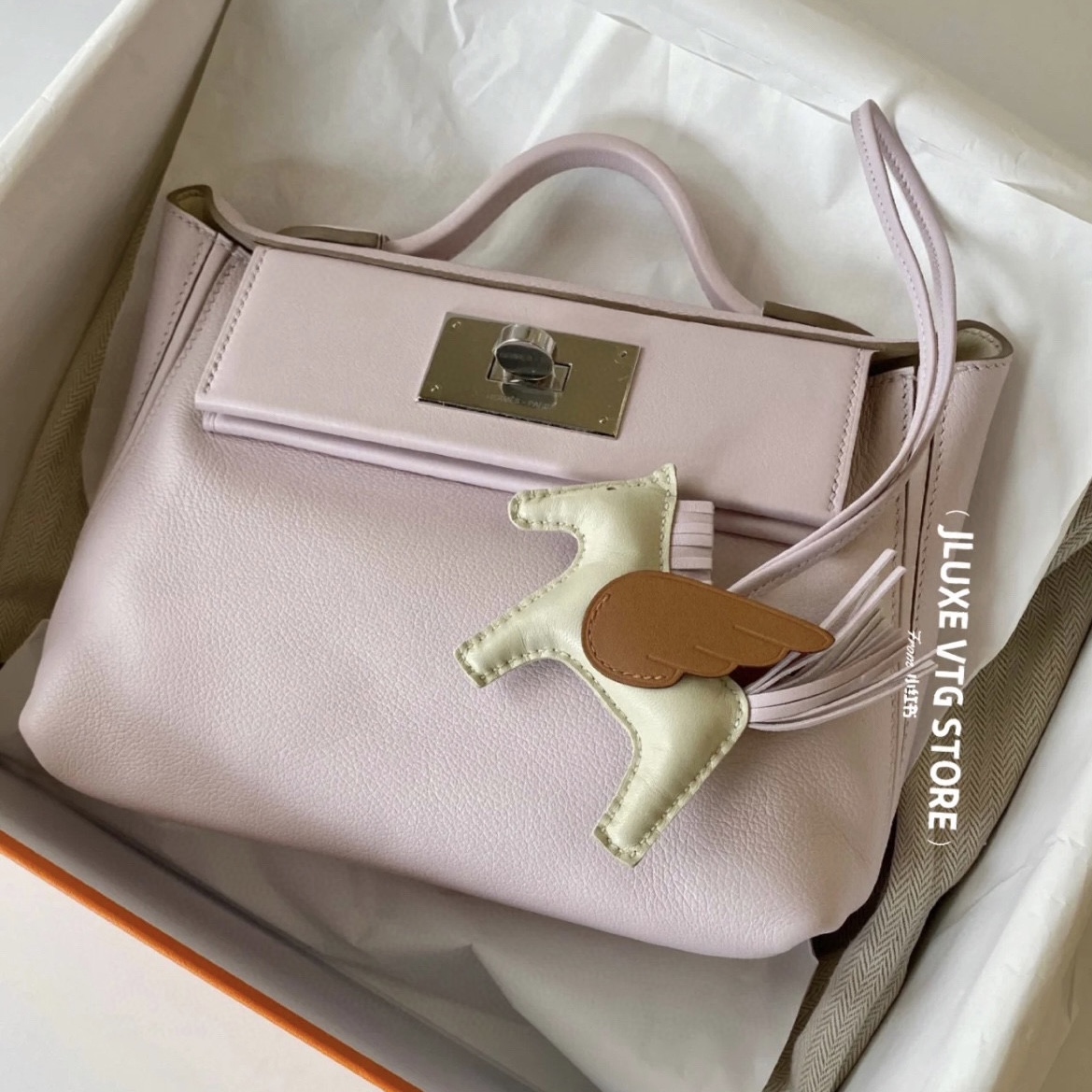 Hermès Mini 24/24 Evercolor/Swift Mauve Pale 夢幻粉紫 2424 mini配貨