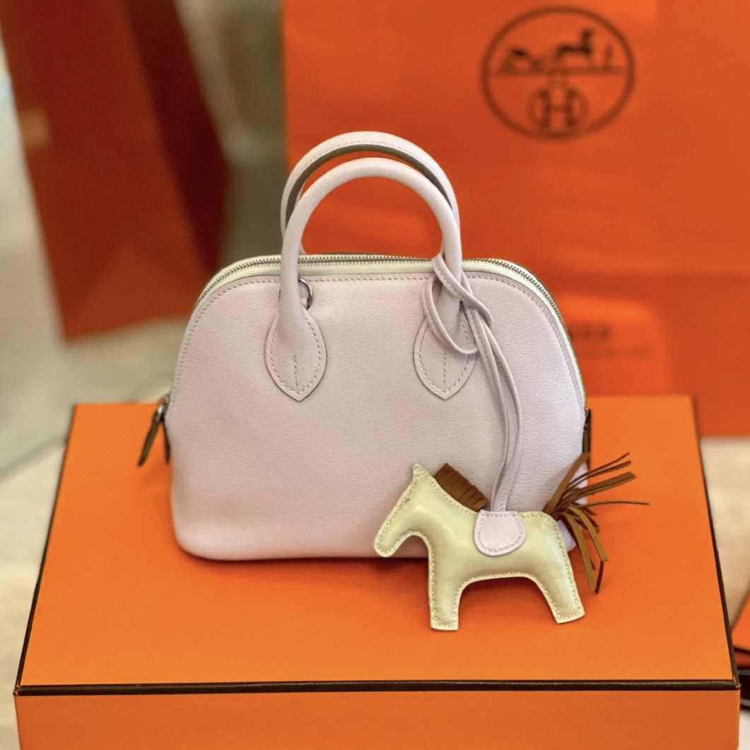 愛馬仕包包官網香港 Hermès Mini Bolide Evercolor Mauve Pale Nata Rouge Sellier