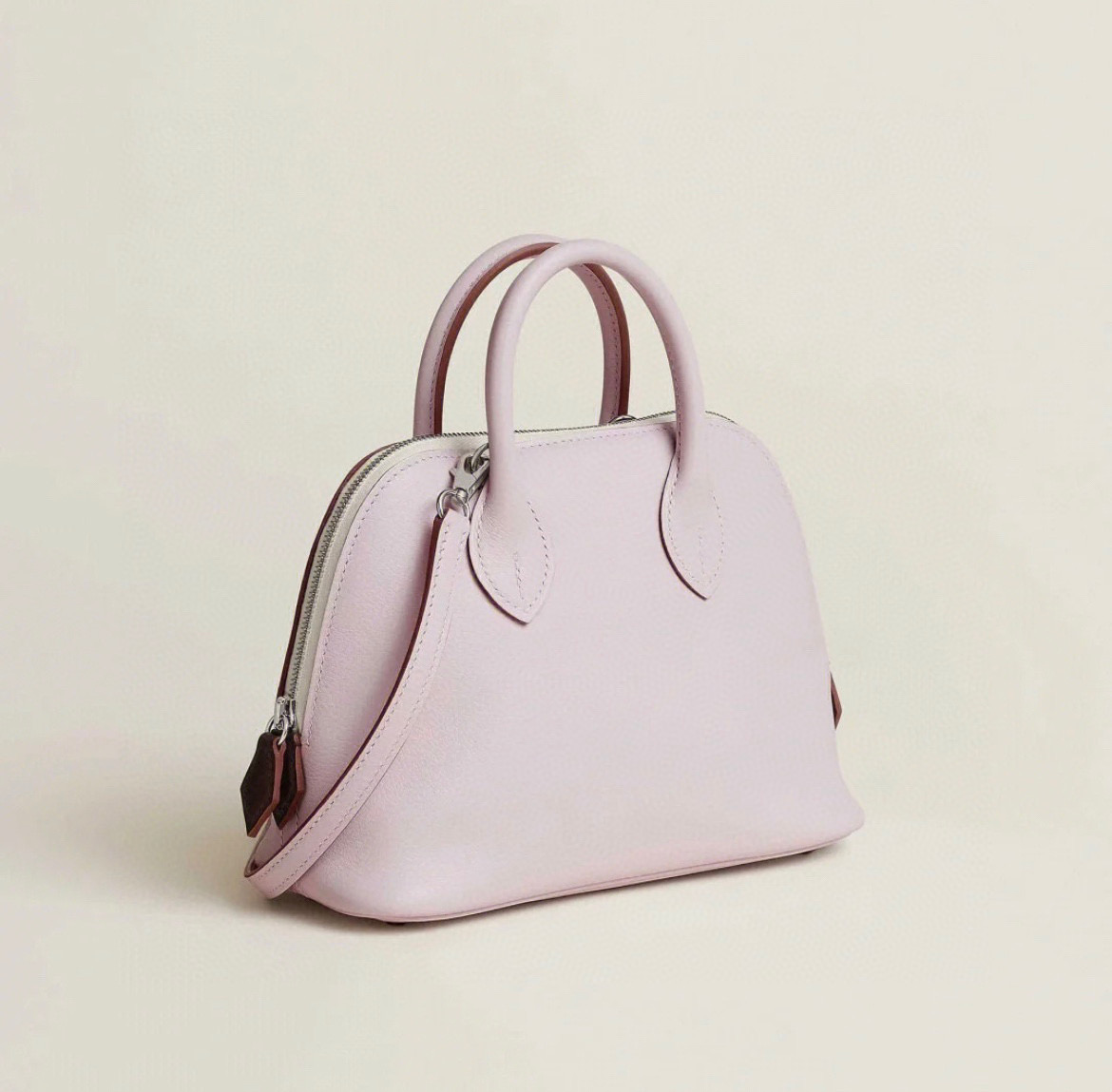 愛馬仕包包官網香港 Hermès Mini Bolide Evercolor Mauve Pale Nata Rouge Sellier