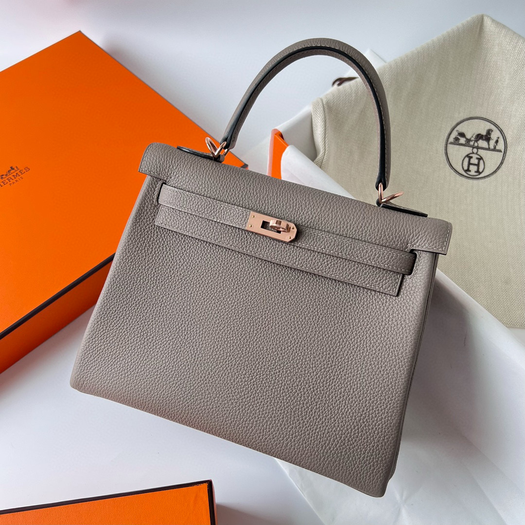 愛馬仕kelly女包價格 Hermès Kelly 25 Togo Gris Asphalte Rose Gold Hardware