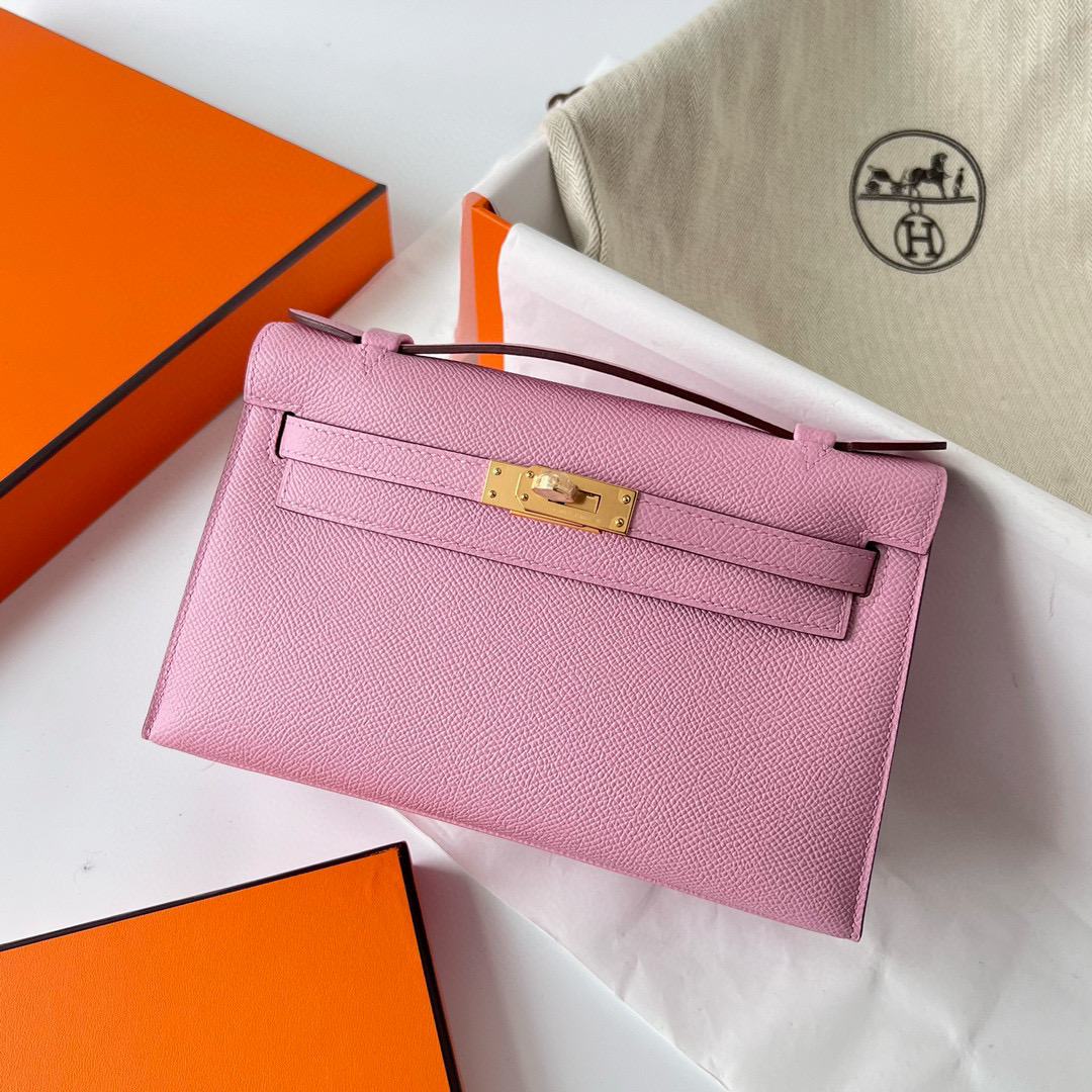 Hermès Mini Kelly Pochette Epsom Mauve Sylvestre Golden Hardware