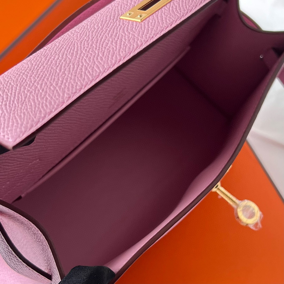 Hermès Mini Kelly Pochette Epsom Mauve Sylvestre Golden Hardware