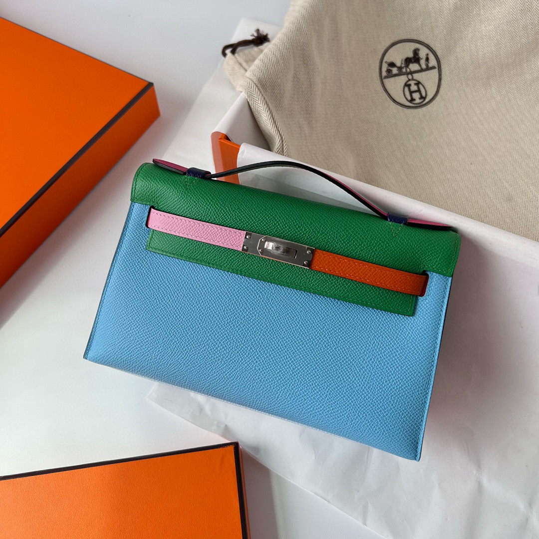 Hermes Mini Kelly Pochette Epsom HSS 北方藍/絲絨綠/錦葵紫