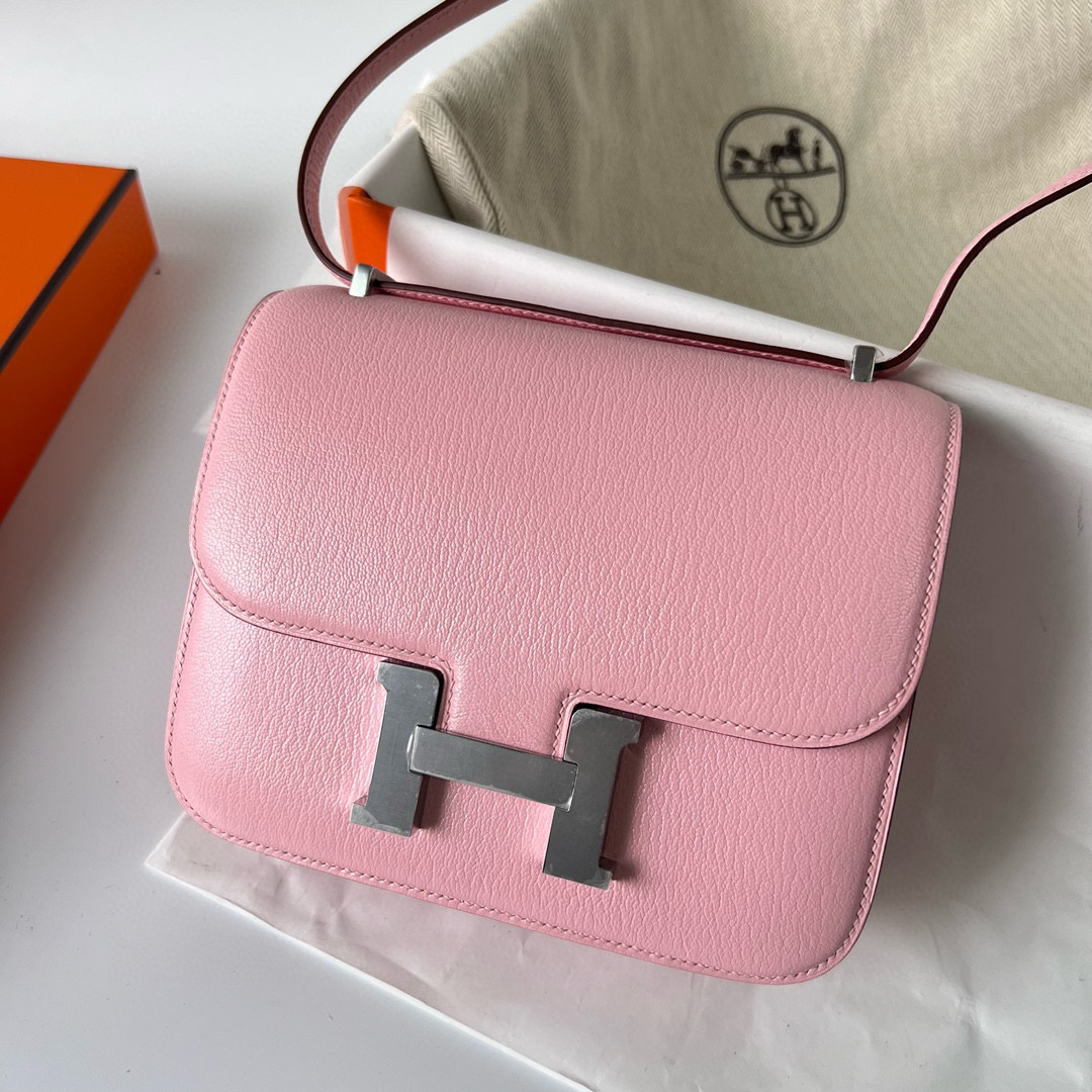 愛馬仕康康包 Hermès Constance 18 Chevre 山羊皮 Rose Sakura 櫻花粉