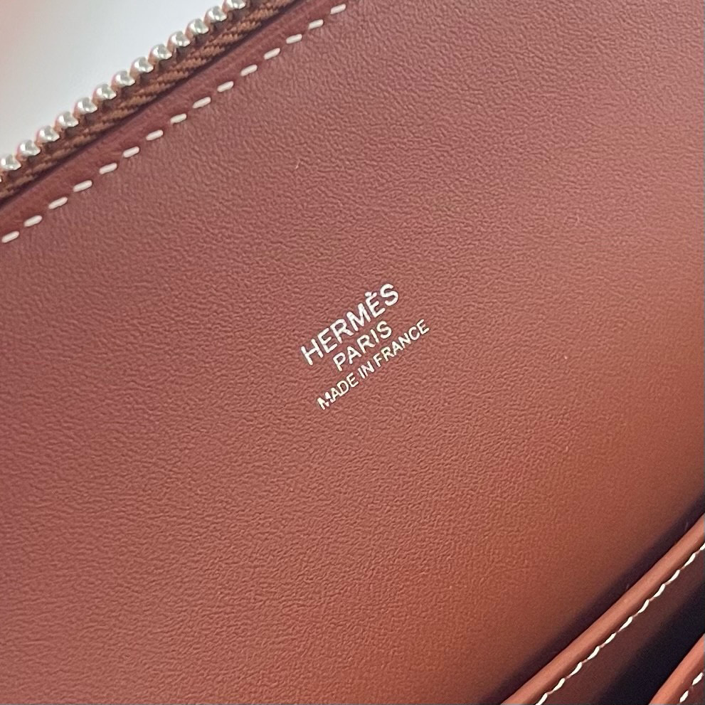 Hermès Bolide 1923 25 Suede 拼 Barenia Gold Silver Hardware