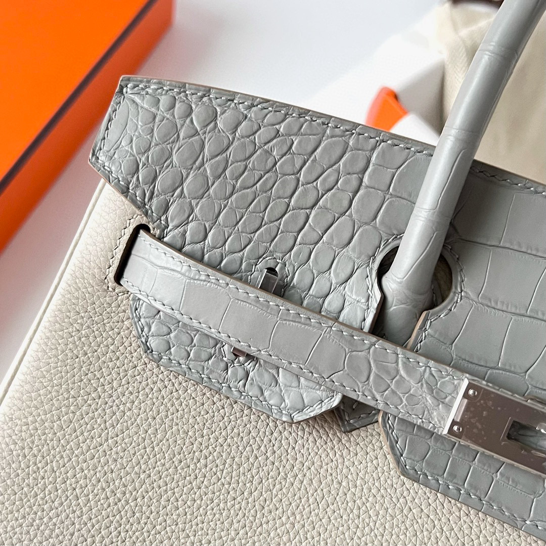 愛馬仕臺灣官方旗艦店 Hermès Birkin 30 Touch Togo/Matte Nilo Crocodile Gris Perle