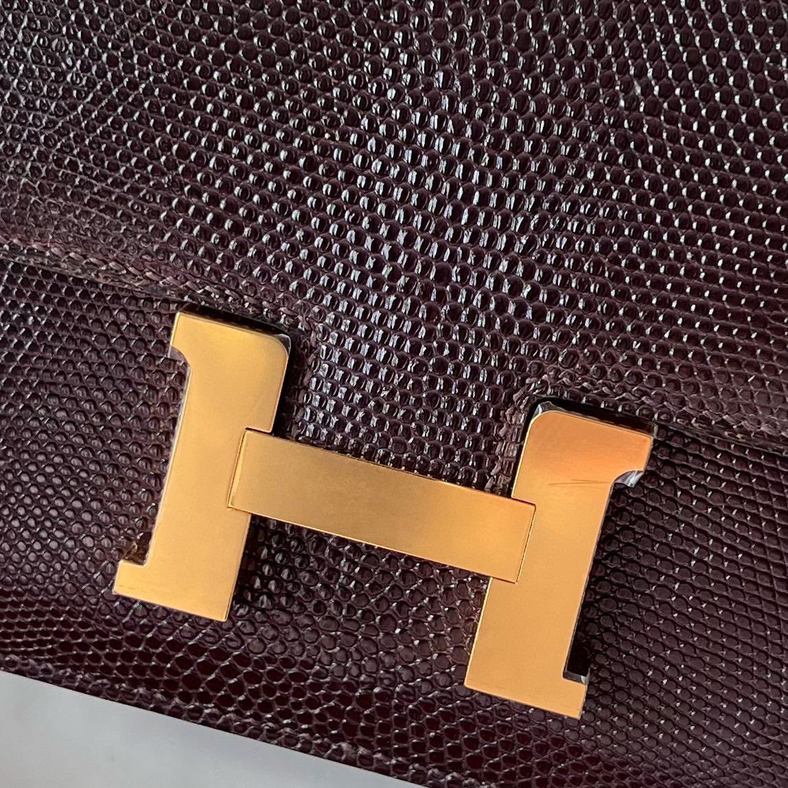 愛馬仕蜥蜴皮康康 Hermès Constance 18cm Lizard chocolate Golden Hardware