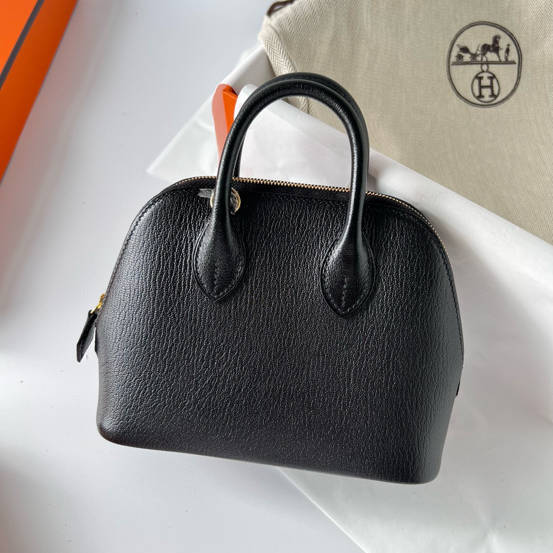 愛馬仕保齡球包好看嗎 Hermès 1923 Bolide Mini Chevre Noir Golden Hardware