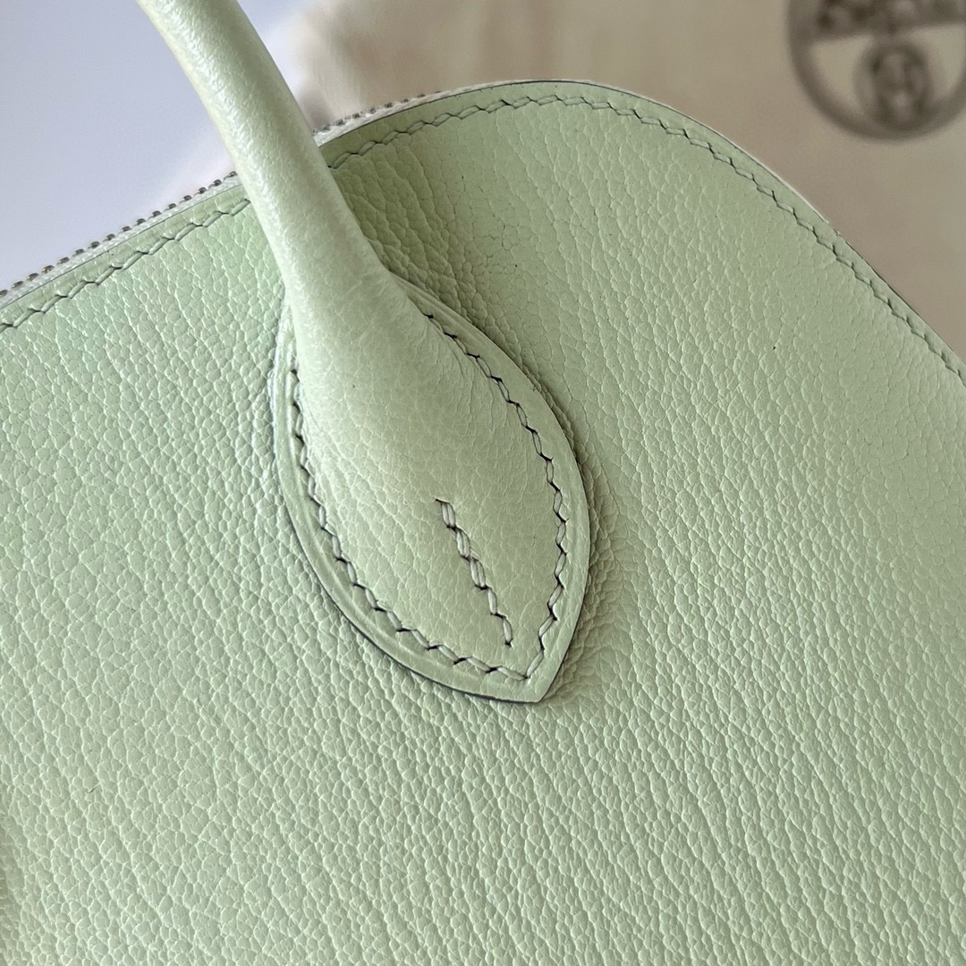愛馬仕保齡球包是什麼皮 Hermès 1923 Bolide Mini Chevre Vert Fizz 氣泡綠 PHW