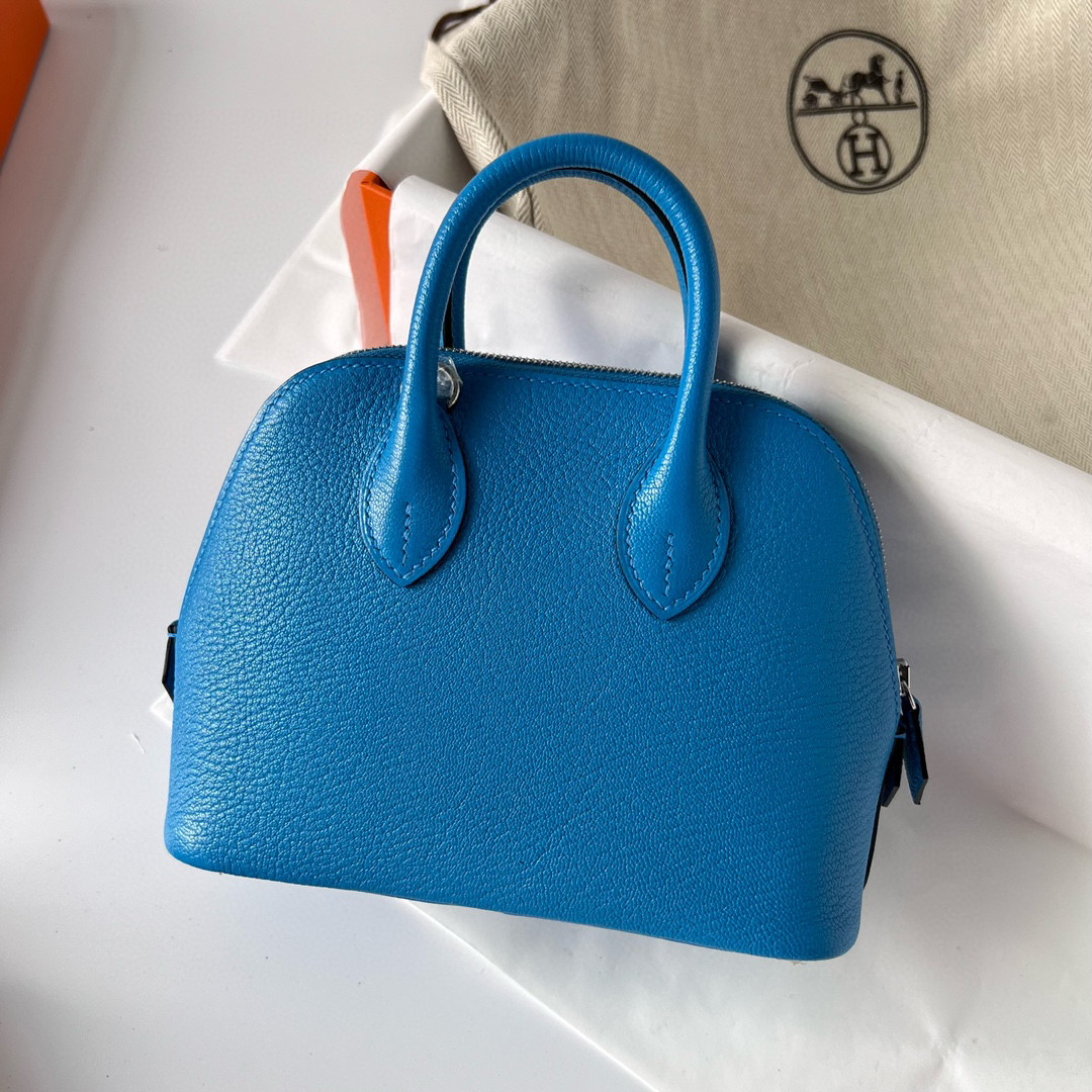 愛馬仕寶萊包專櫃價 Hermès 1923 Bolide Mini Chevre Bleu frida 弗裏達藍 PHW