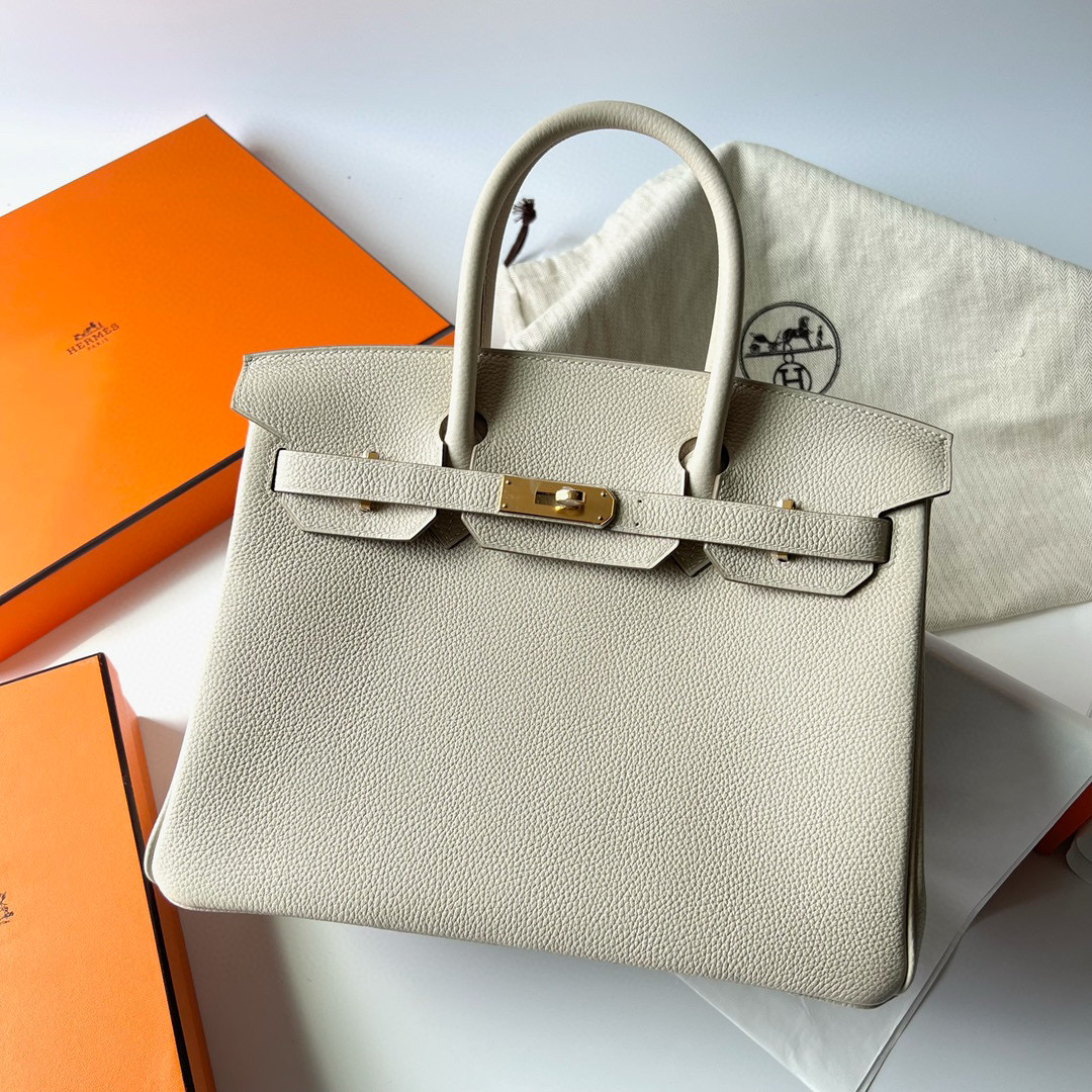 愛馬仕鉑金包開箱 Hermès Birkin 30cm Togo CC10 Craie 奶昔白