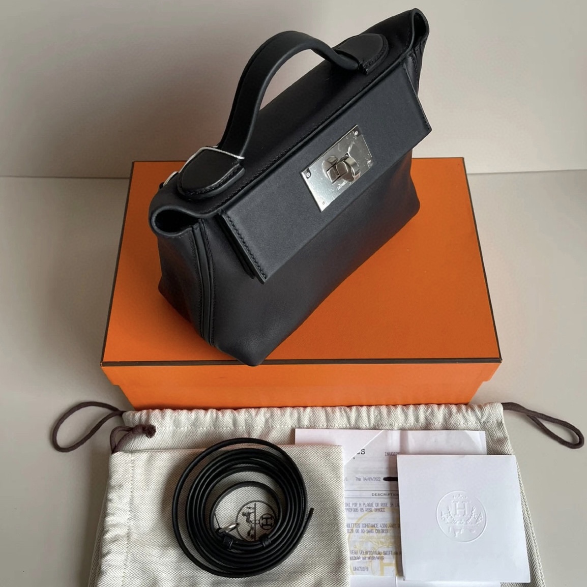 愛馬仕 Hermès Mini 24/24 Bag Evercolor/Swift CK89 Noir 黑色