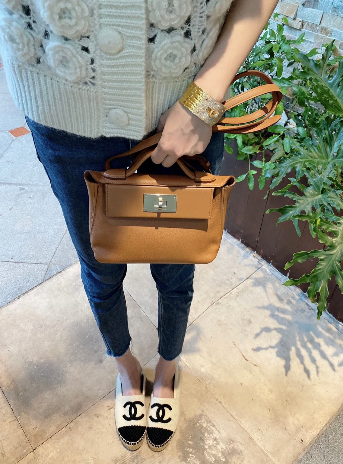 愛馬仕 Hermès Mini 24/24 Bag Evercolor/Swift Gold Silver Hardware