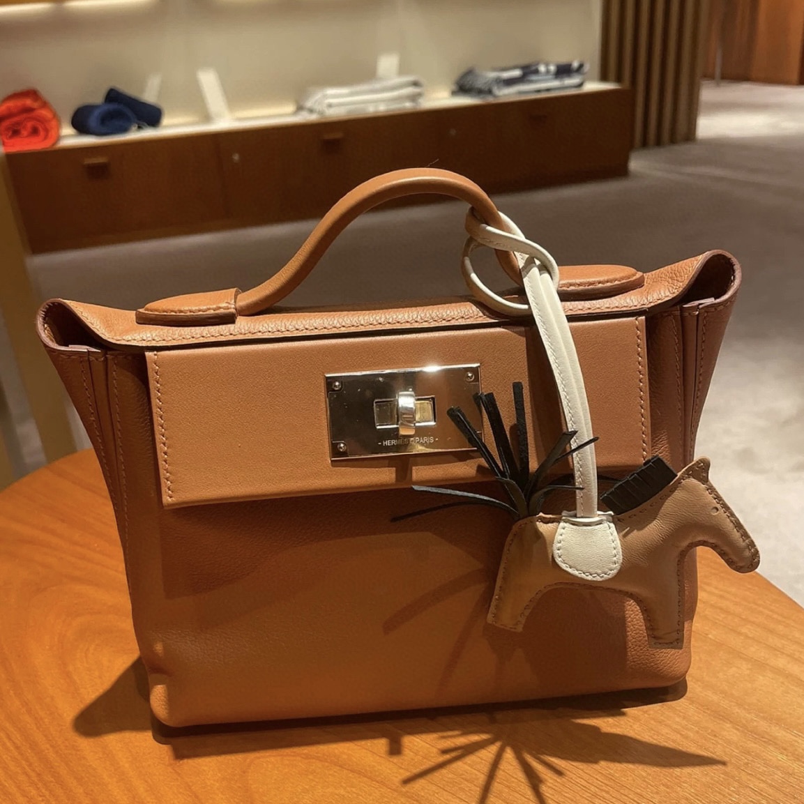 愛馬仕 Hermès Mini 24/24 Bag Evercolor/Swift Gold Silver Hardware