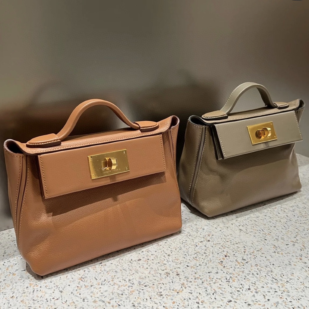 愛馬仕 Hermès Mini 24/24 Bag Evercolor/Swift Gold Silver Hardware