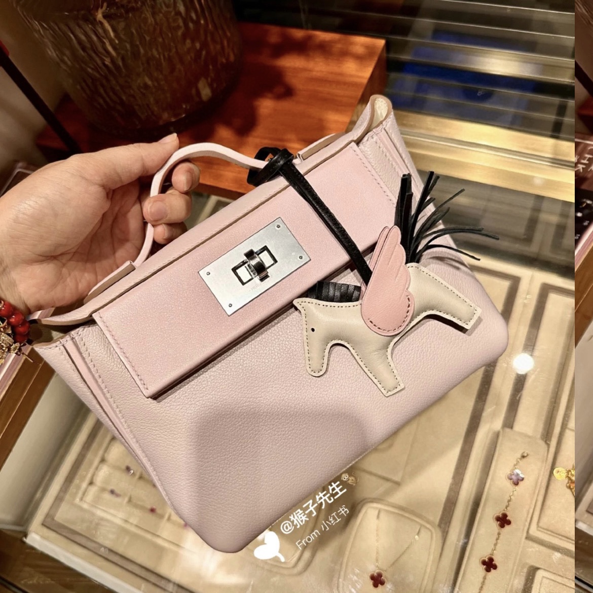 Hermès Mini 24/24 Evercolor/Swift Mauve Pale 夢幻粉紫內拼 Nata 奶油白