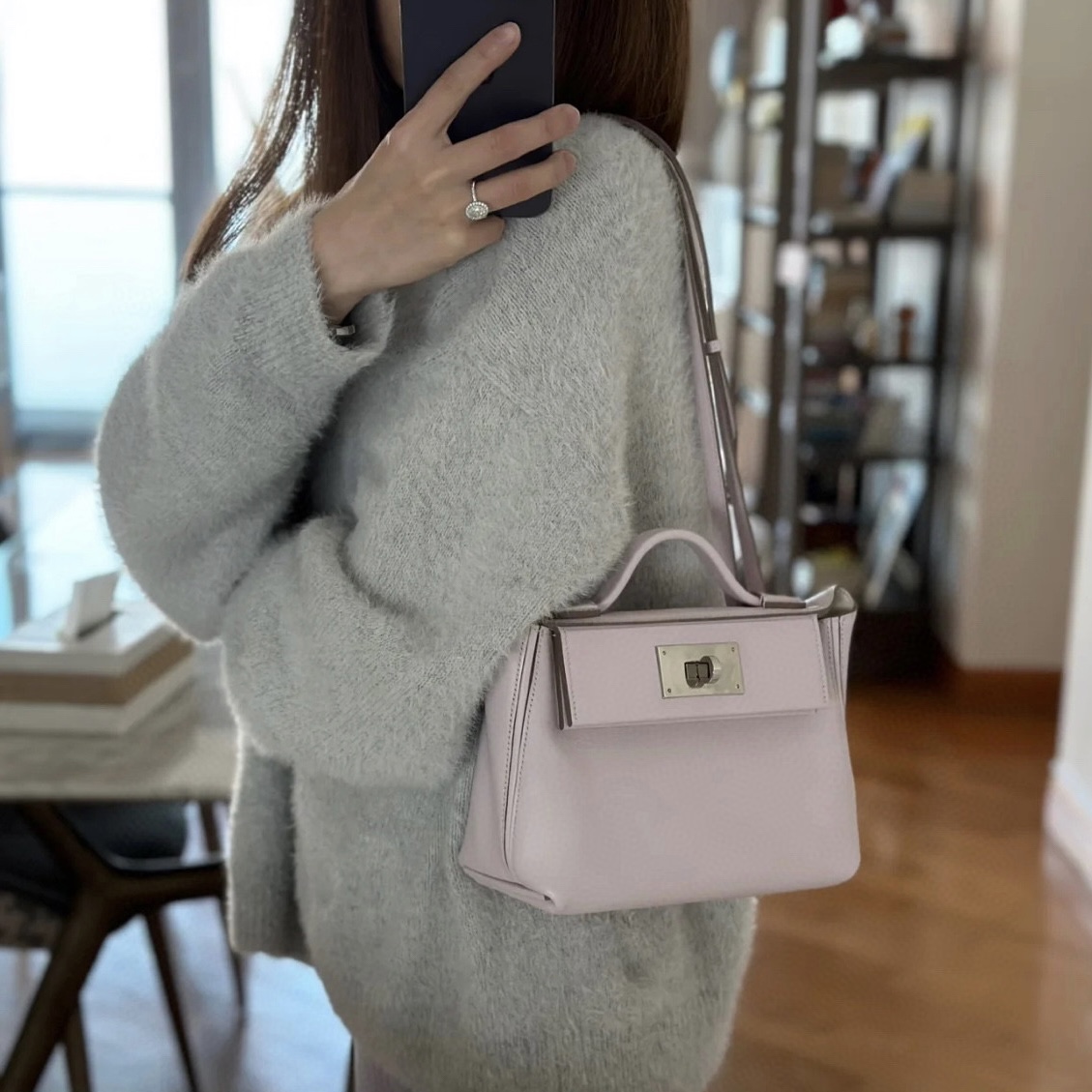 Hermès Mini 24/24 Evercolor/Swift Mauve Pale 夢幻粉紫內拼 Nata 奶油白