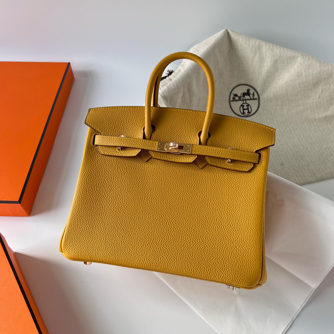 愛馬仕女包價格與圖片 Hermes Birkin 25cm Togo 9D Jaune Ambe 琥珀黃