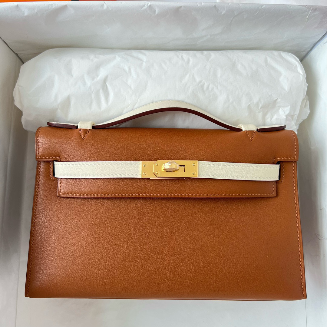 愛馬仕迷你凱莉包官方價格  Hermes Kelly Pochette Swift Gold/Nata