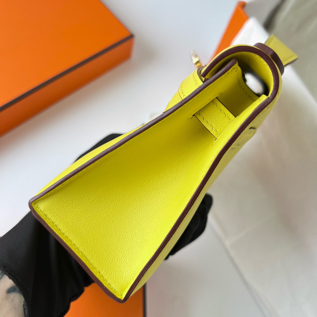 愛馬仕迷你凱莉一代多少錢 Hermes Kelly Pochette Swift 9R Lime 柠檬黄 Golden Hardware