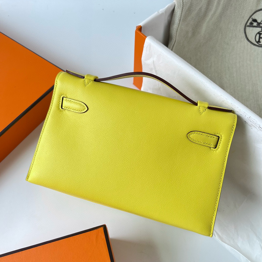 愛馬仕迷你凱莉一代多少錢 Hermes Kelly Pochette Swift 9R Lime 柠檬黄 Golden Hardware