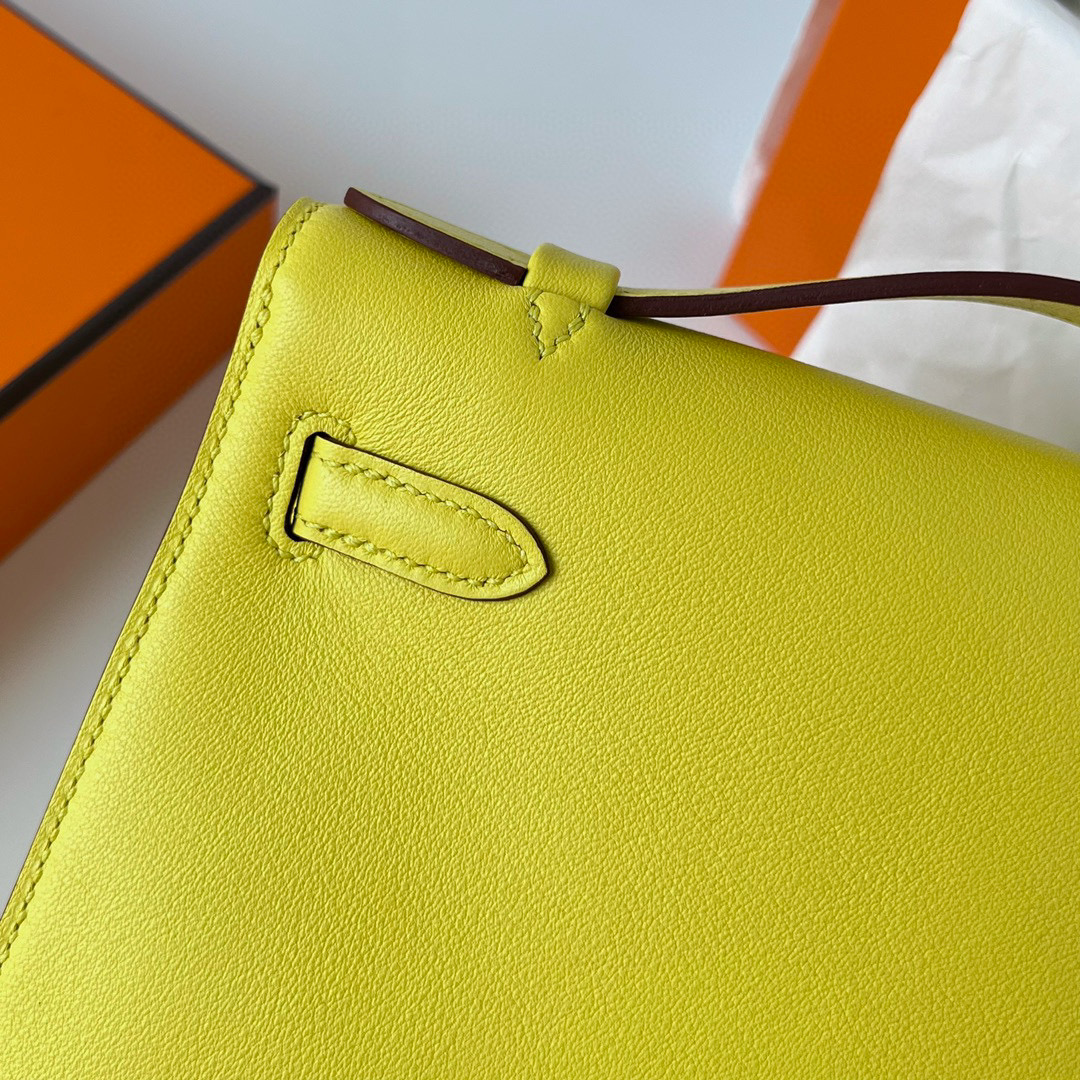 愛馬仕迷你凱莉一代多少錢 Hermes Kelly Pochette Swift 9R Lime 柠檬黄 Golden Hardware