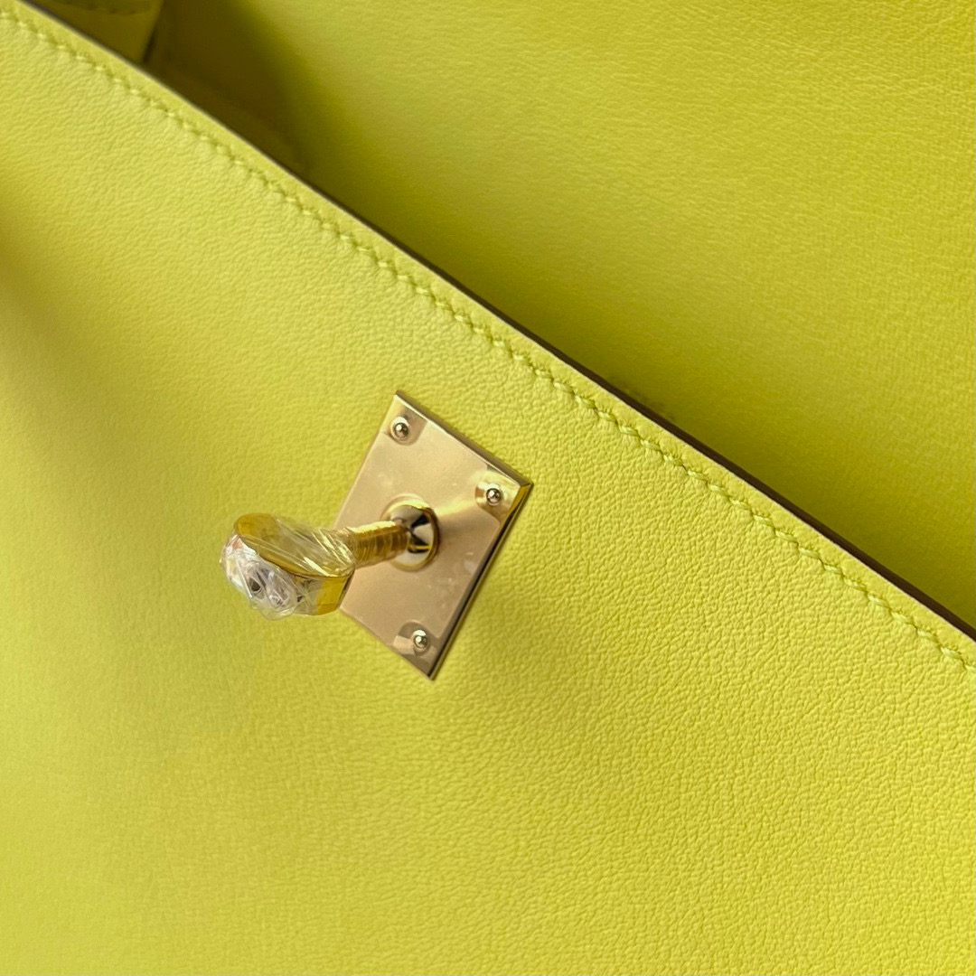 愛馬仕迷你凱莉一代多少錢 Hermes Kelly Pochette Swift 9R Lime 柠檬黄 Golden Hardware