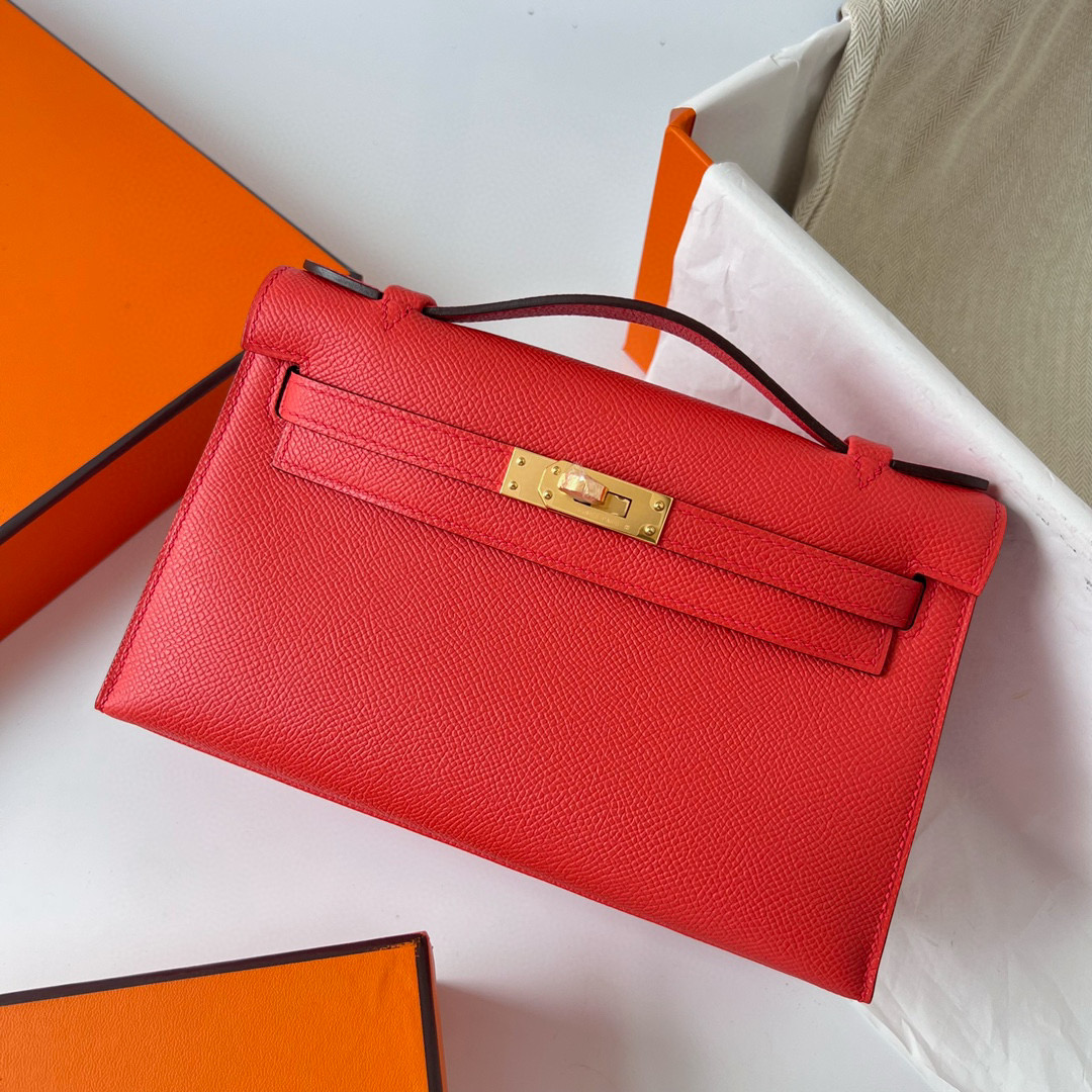 愛馬仕迷你凱莉包價格大概 Hermes Kelly Pochette Epsom 9T Capucine 火焰橙