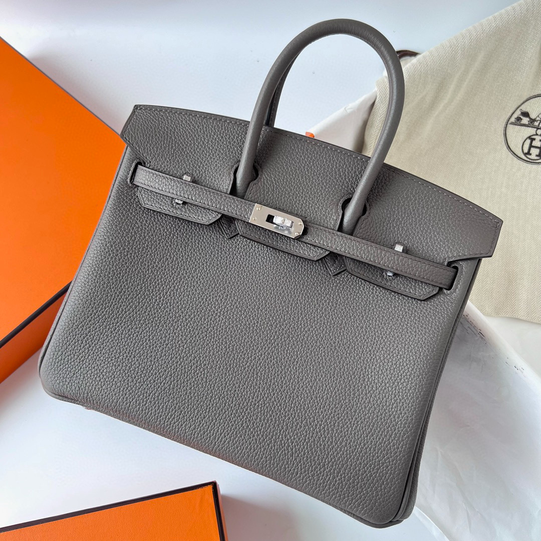 愛馬仕鉑金包售價突破10萬元 Hermes Birkin 25 Togo 8F Etain 錫器灰 Silver Hardware