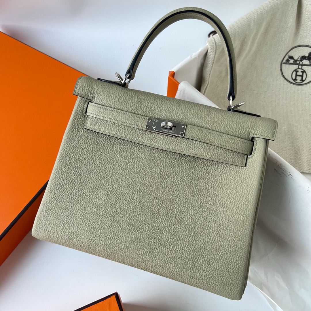 愛馬仕凱莉25尺寸刻印在哪裏 Hermes Kelly 25 Togo Sauge 鼠尾草綠 Silver Hardware