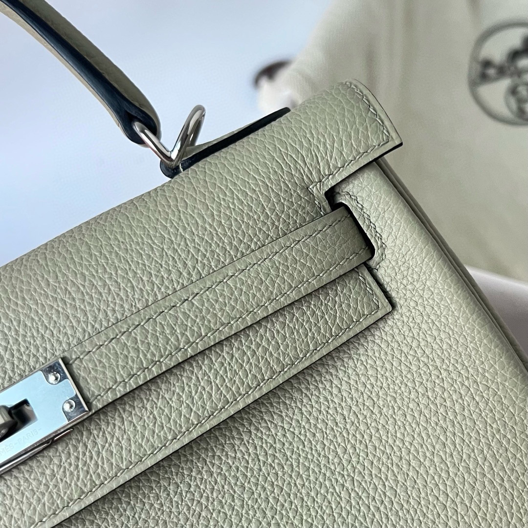 愛馬仕凱莉25尺寸刻印在哪裏 Hermes Kelly 25 Togo Sauge 鼠尾草綠 Silver Hardware