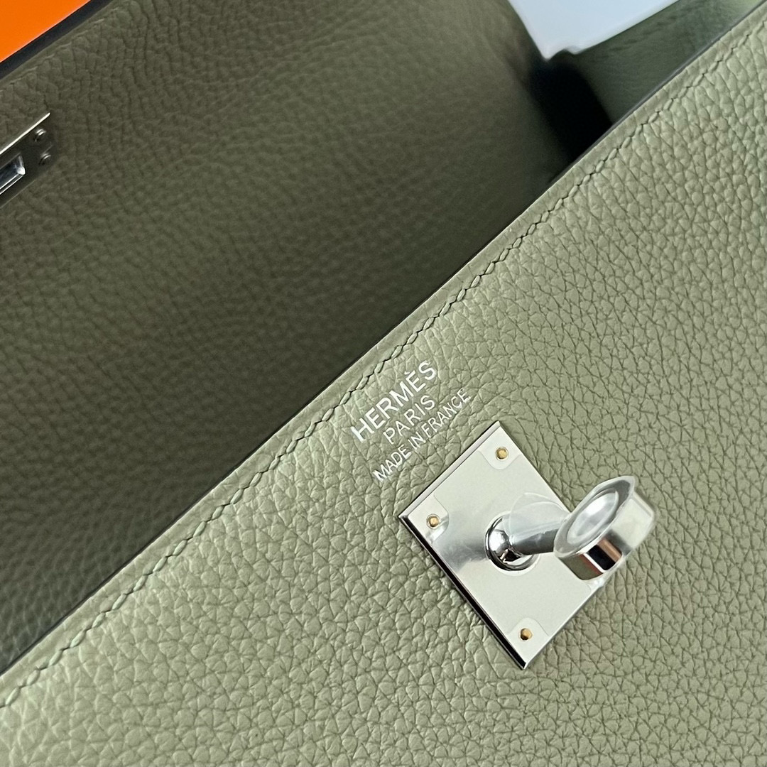 愛馬仕凱莉25尺寸刻印在哪裏 Hermes Kelly 25 Togo Sauge 鼠尾草綠 Silver Hardware