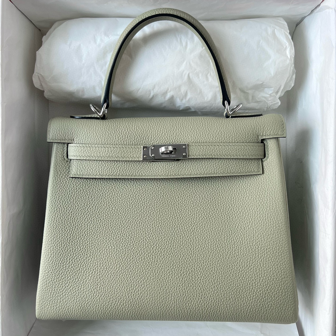 愛馬仕凱莉25尺寸刻印在哪裏 Hermes Kelly 25 Togo Sauge 鼠尾草綠 Silver Hardware