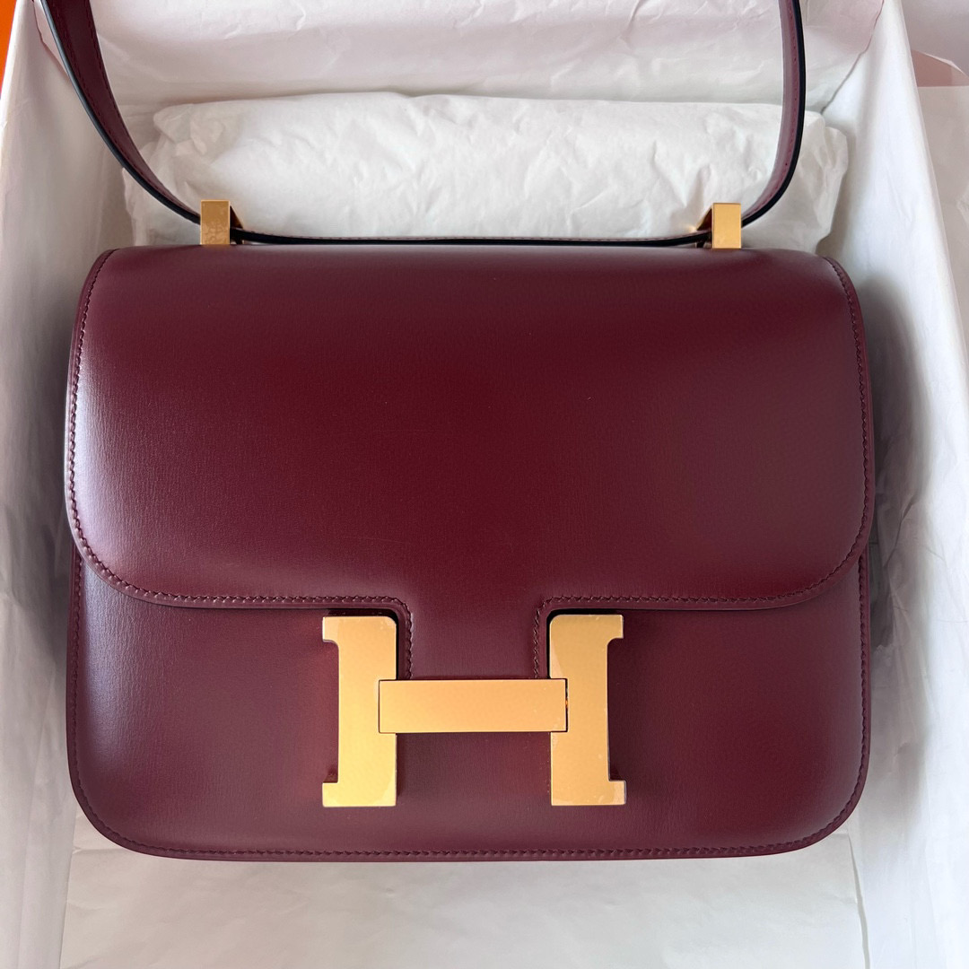 愛馬仕康康包24寸工匠號在哪裏 Hermes Constance 24cm Box calf 57 波爾多酒紅