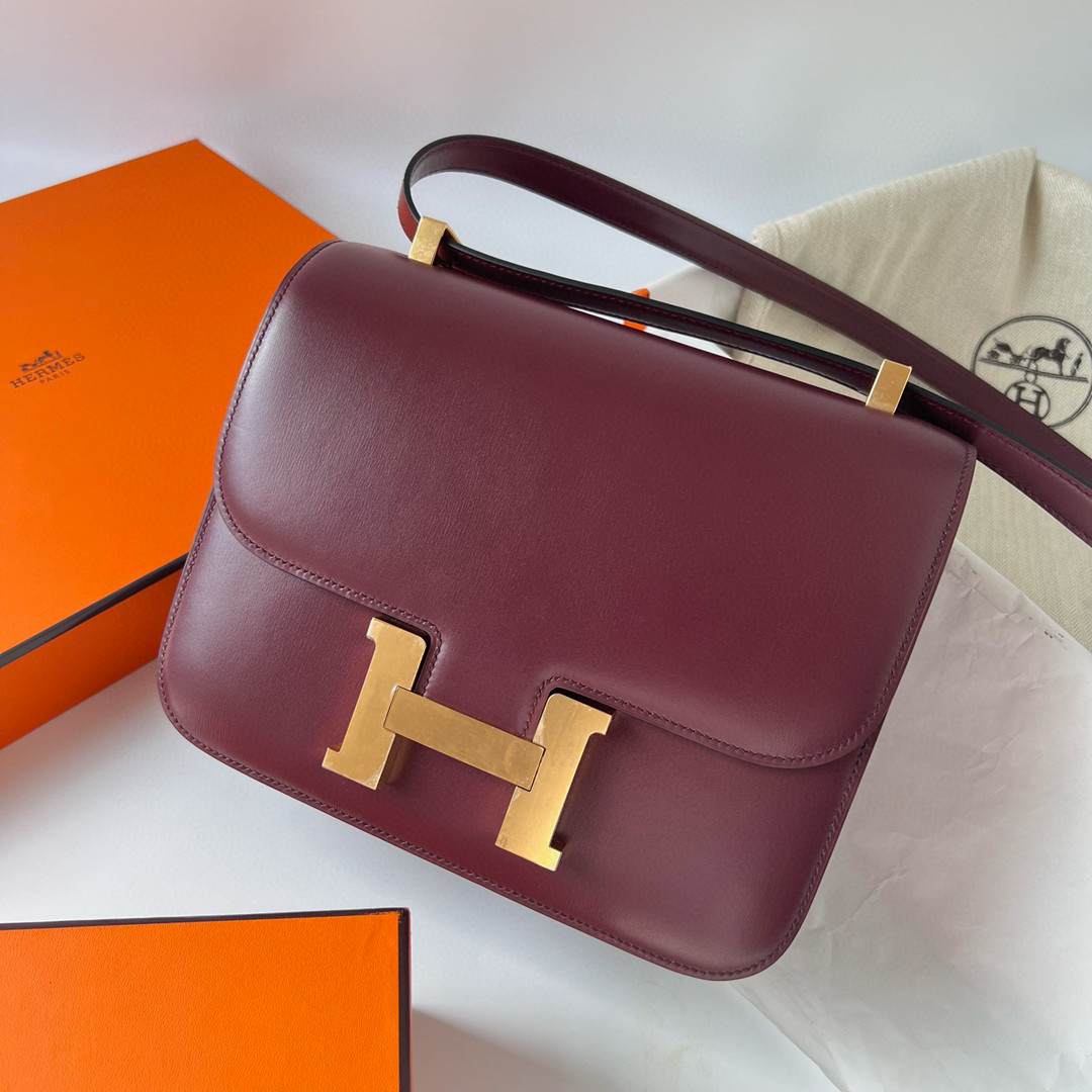 愛馬仕康康包24寸工匠號在哪裏 Hermes Constance 24cm Box calf 57 波爾多酒紅