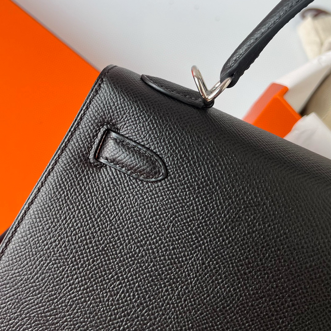 愛馬仕凱莉25配貨多少錢 Hermes Kelly 25 Epsom Noir 黑色 Silver Hardware