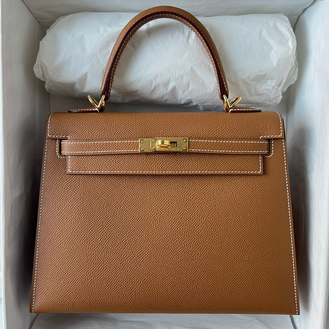 愛馬仕凱莉25什麼材質 Hermes Kelly 25 Epsom Gold 金棕色 Golden Hardware