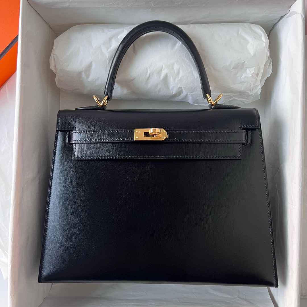 愛馬仕凱莉25配貨多少錢 Hermes Kelly 25 Box 黑色 Golden Hardware