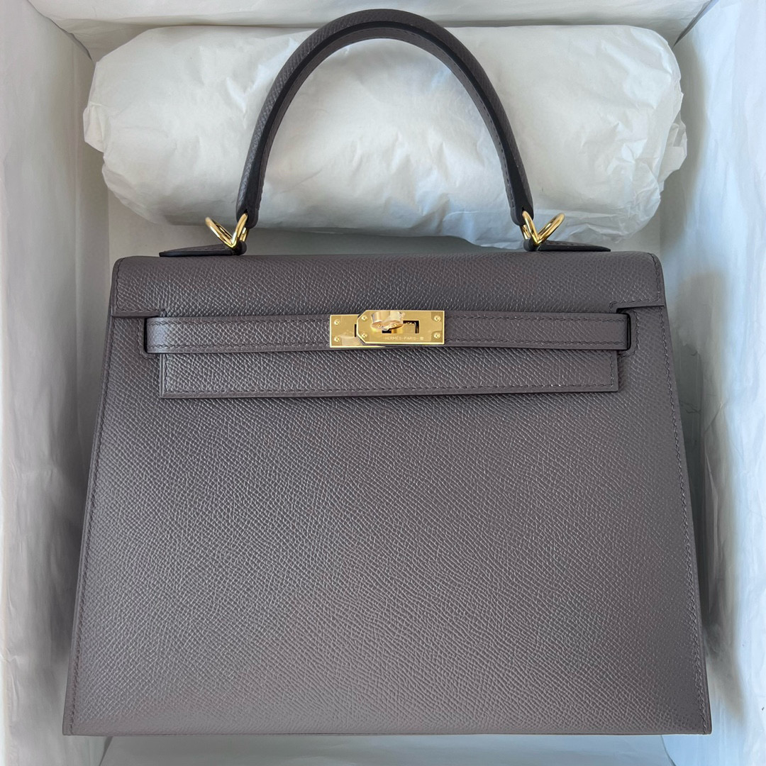 愛馬仕凱莉25包價格 Hermes Kelly 25 Epsom Etain 錫器灰 Golden Hardware